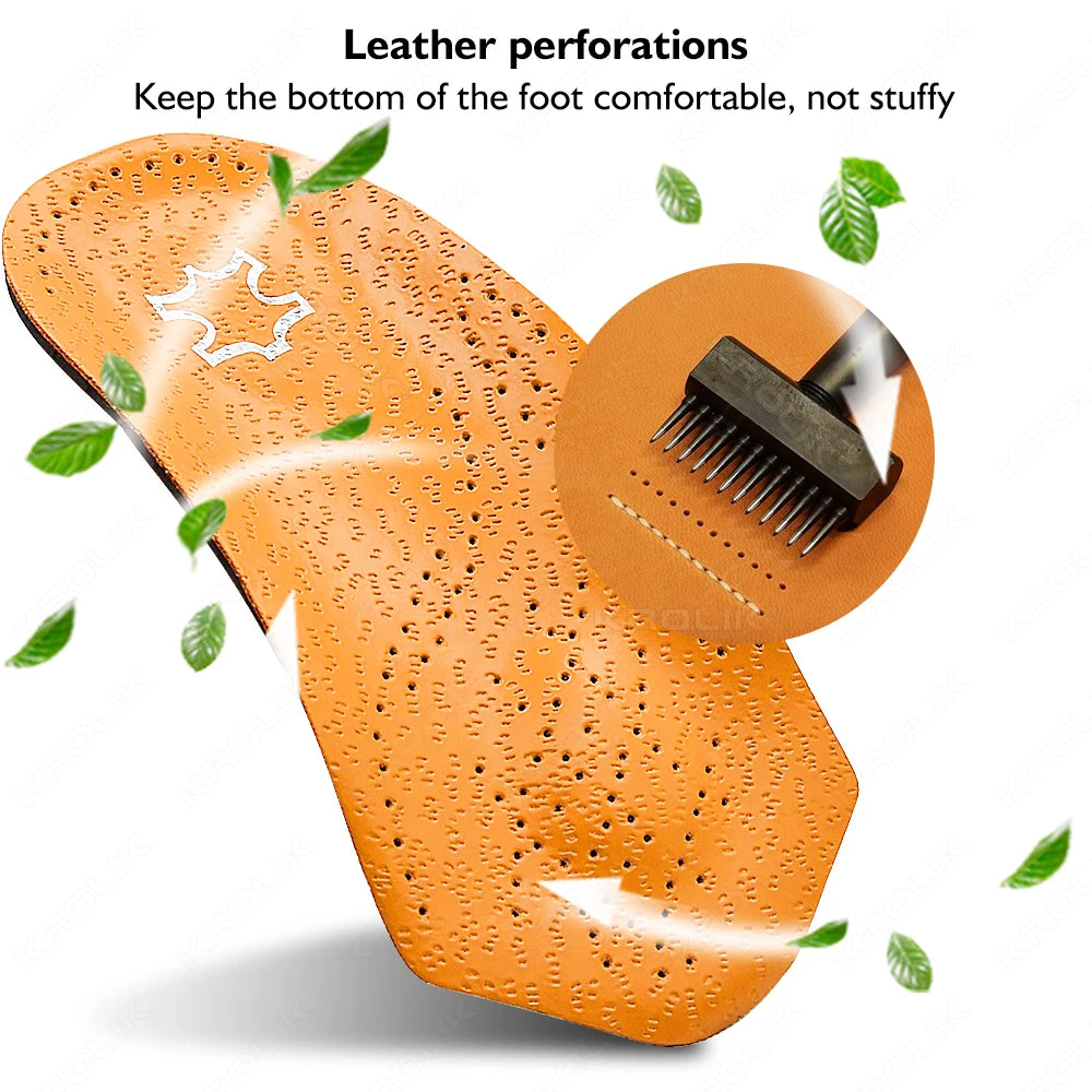 VTHRA 3/4 Length Orthotic Insoles Leather Insole Flat Foot Arch Support 2.5cm Half Shoe Pads Orthopedic Insoles Foot Care Unisex