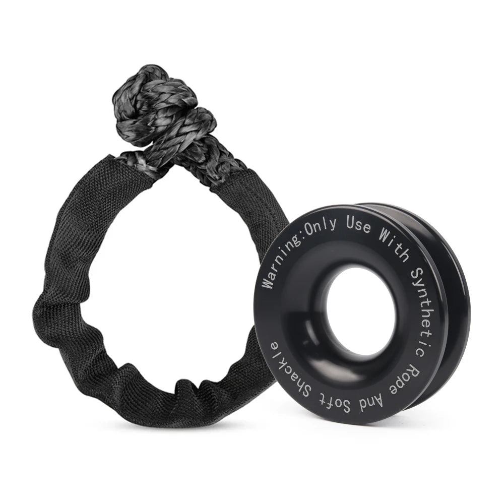 55000lbs Winch Rope Synthetic Soft Shackle+Recovery Ring Set Rugged Shackles With Protective Sleeve for Truck Vehicle Recovery