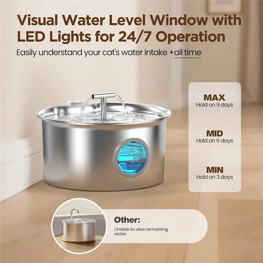 ABJN-Cat Water Fountain Stainless Steel Cat Fountain For Drinking For Small Dog Large Kitty EU Plug