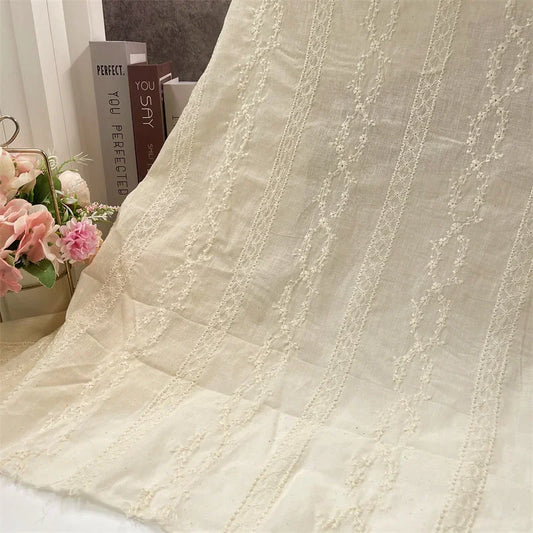 2YardsX 125cm width Cotton Lace Embroidery Fabric Cotton Embroidery Clothing Shirt Dress Pure Cotton Hollow Embroidery Fabric
