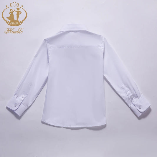 Baby white shirt 2025 Spring Autumn New Formal Long Sleeve blouse for Boys Turn Down Collar Blouse Coat Teenage Tops 3M-7 Years