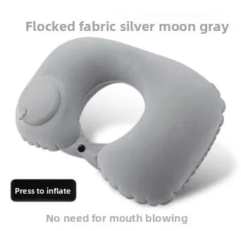 Pressurized inflatable U-shaped pillow, a magical travel neck pillow that is portable, flocked outdoor U-shaped neck pillow.pvc