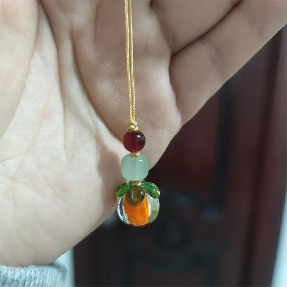 Everything Goes Well Phone Lanyard Fashion Cute Persimmon Phone Case Chain Straps Beaded Phone Anti-lost Rope