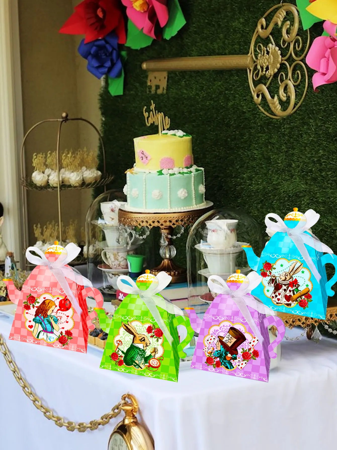 Alice in Wonderland Party Supplies Tea Party Favor Bags Alice in Wonderland Party Favor Boxes Tea Party Party Supplies