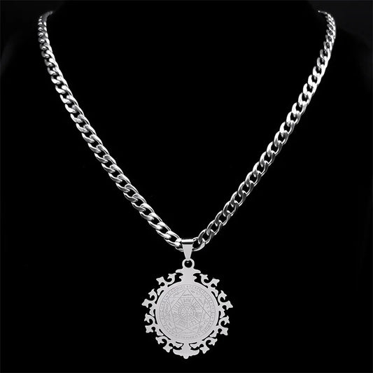 Seven Archangels Amulet Necklace Men Seal of Salomon Talisman Stainless Steel Christian Protection Jewelry Gift Boyfriend N7421S
