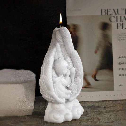 Candle Mold Angel Wings Pray for Jesus Scented Candles Gypsum Ornaments Silicone Mold Resin Mold