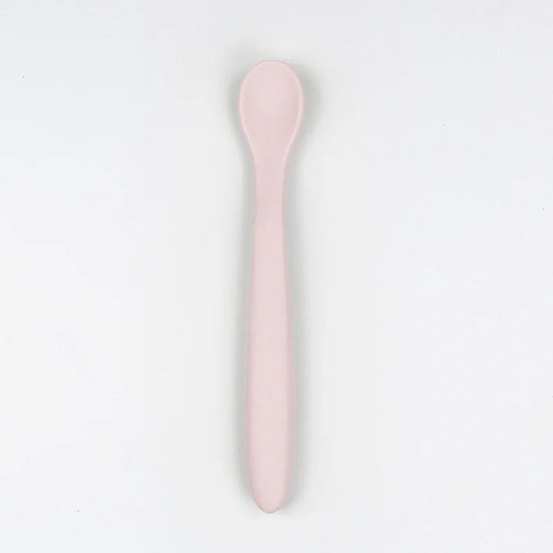1PC Baby Soft Silicone Spoon Food-grade Silicone Children's Supplementary Feeding Training Spoon Long-handle Silicone