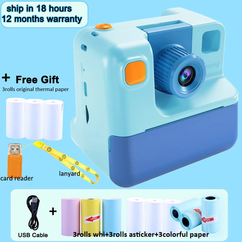 Kids Instant Camera Print Camera For Children Camera 1080P HD Digital Camera Photo Paper Child Toy Camera For Christmas Gift