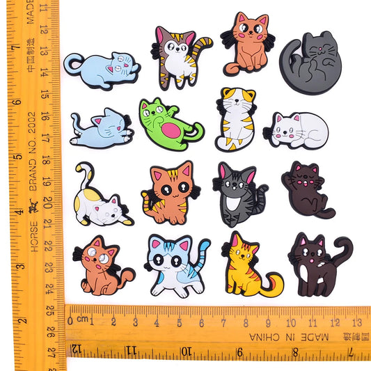 Cute Cats Shoe Charms Decoration for Crocs Pin Accessories Bracelet Wristband Party Gifts
