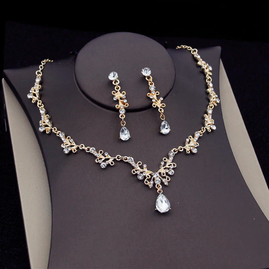 Fashion Crystal Bridal Jewelry Sets for Women Tiaras Earrings Necklace Crown Wedding Dress Bride Jewelry Set Accessories
