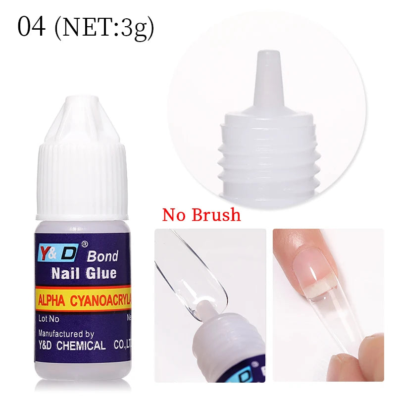 1 Bottle Fast Drying Nail Glue for False Nails 3D Rhinestone Decoration Professional Glue for Extension Manicure Adhesive Tools