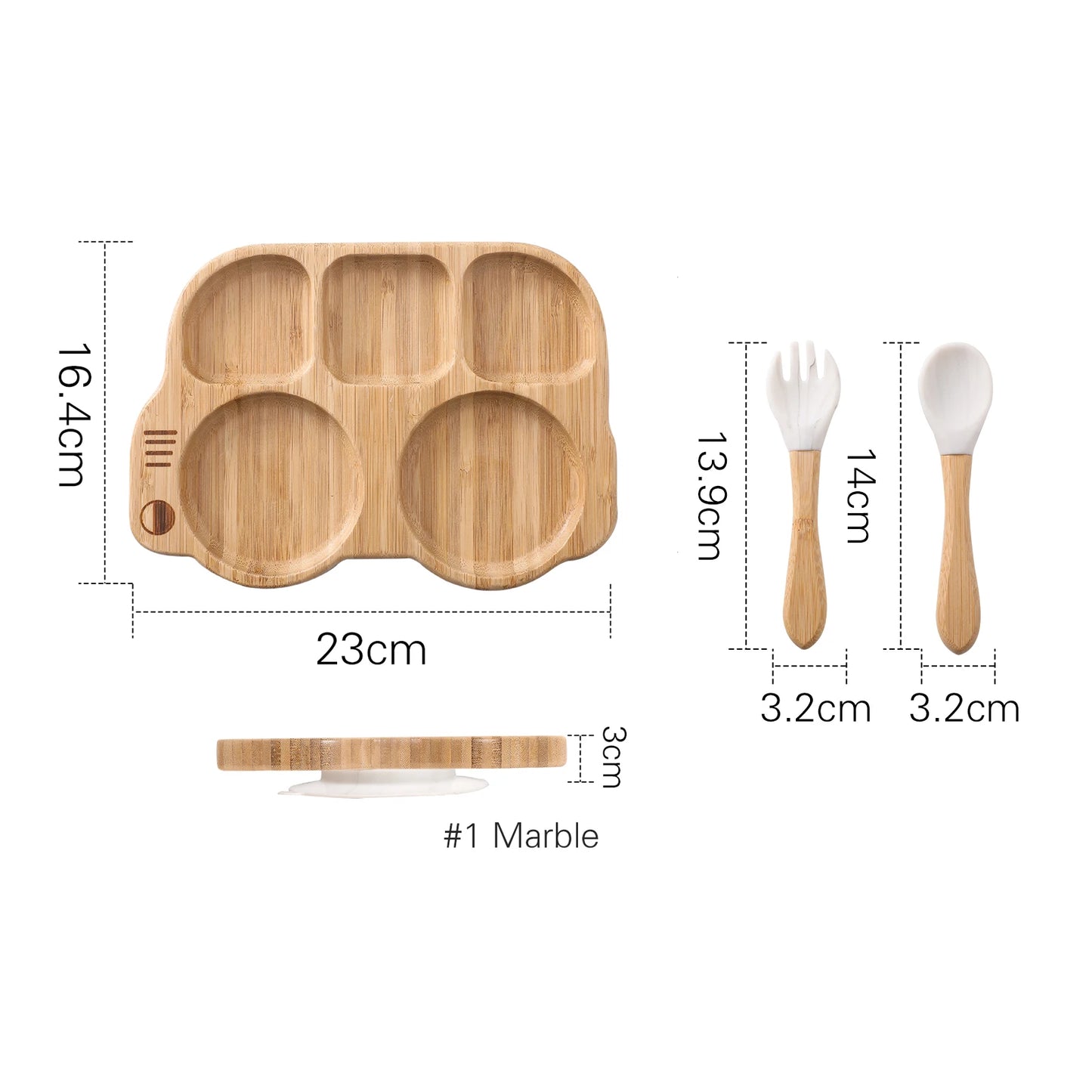 Baby Silicone Sucker Plate Spoon Fork Sets Children Feeding Tableware Set BPA Free Wooden Food Grade Dinner Plate Baby Stuff