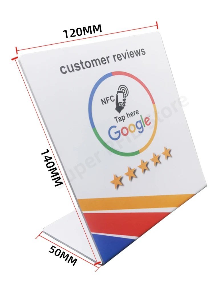 13.56Mhz Programmable Google Reviews NFC Stand Table NTAG 215 NFC Google Review Display