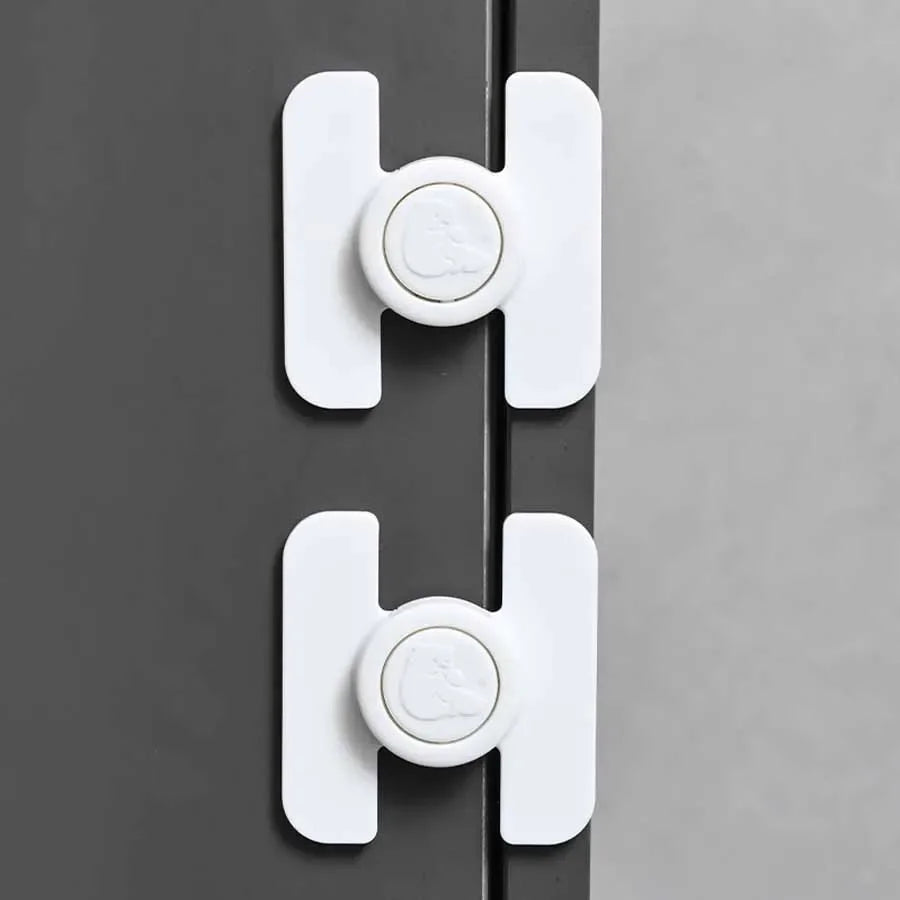 2pcs Child Multi Functional Safety Locks Double Buckle Lock for Refrigerator Cabinet Lock Anti-Pinching Hand Security Protection