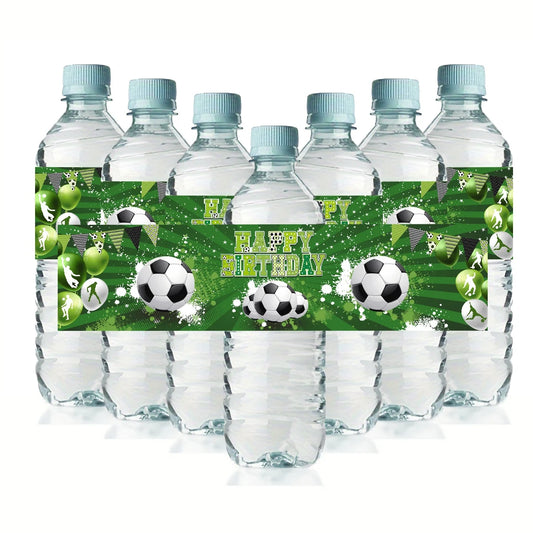 10pcs Green Soccer Bottle Labels Stickers Football Theme Sticker For Sports Soccer Theme Birthday Party Supplies Decor