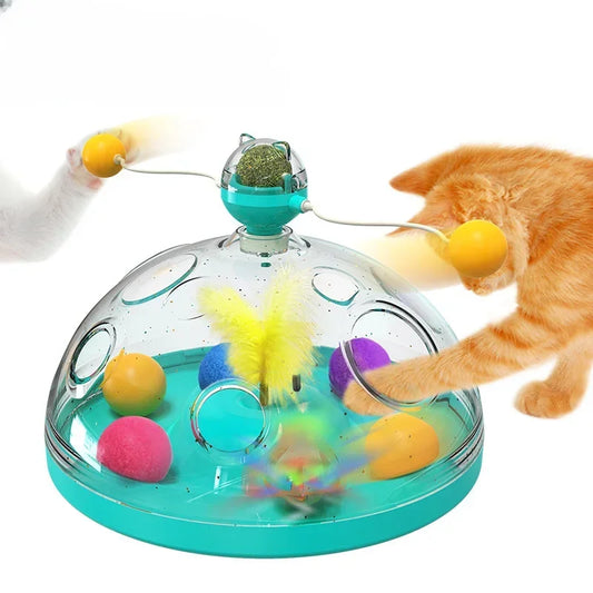 Interactive Cat Intelligence Training Play Pan Tower, Cat Toy Tower Track Rotating, Cat Tunnel, Catnip, Pet Supplies
