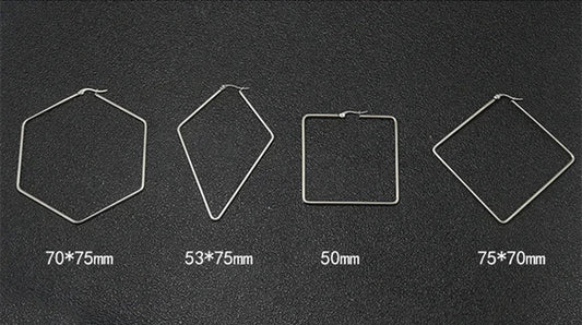 Titanium Steel Exaggerated Geometric Square Rhombus Hoop Earrings for women Big Earring Statement Ear Ring Nightclub Jewelry