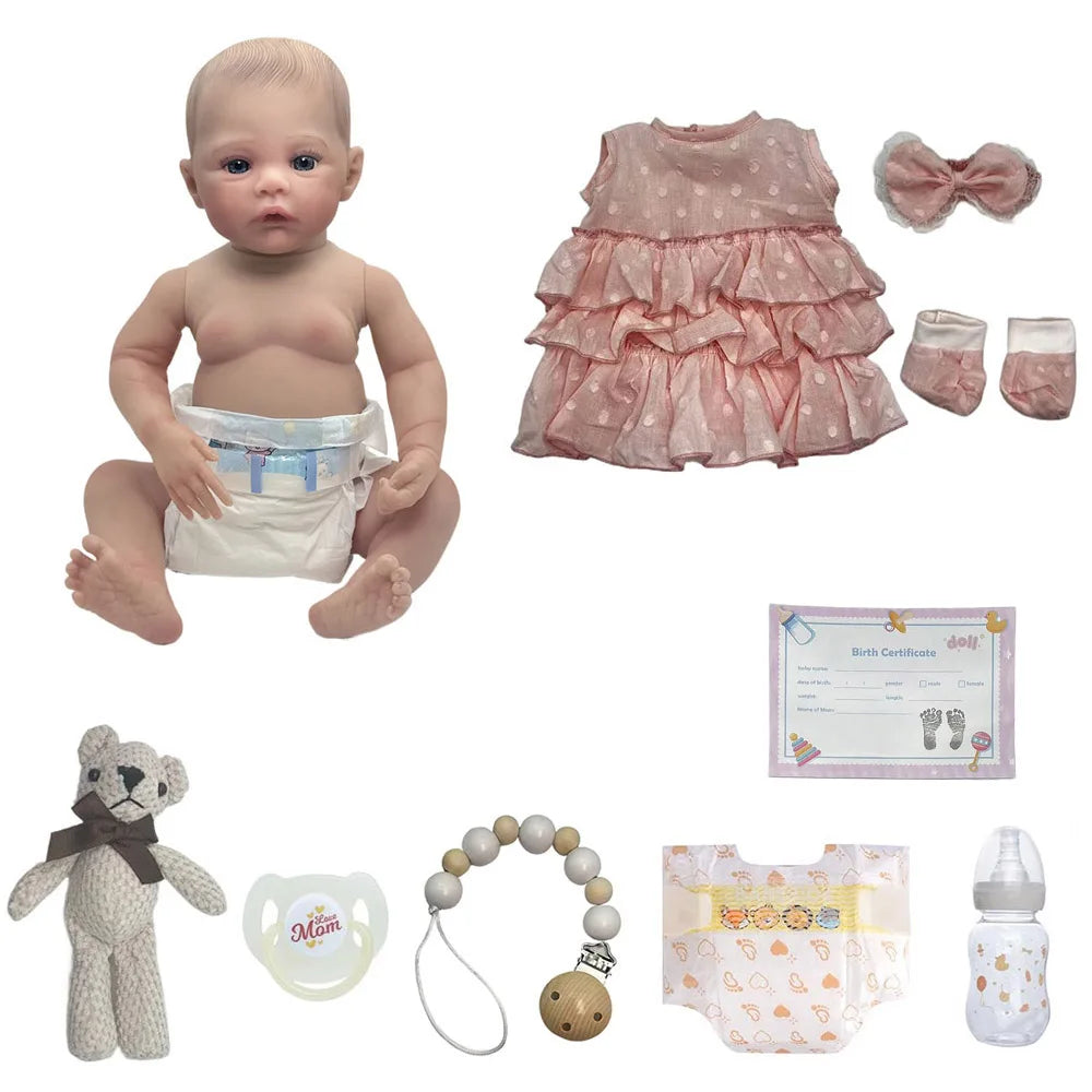 Baby Dolls Like Real Bebe Reborn Silicone Full Body 48cm Realistic Newborn Girl Painted Babies Lifelike Toddler Doll Toy Gifts