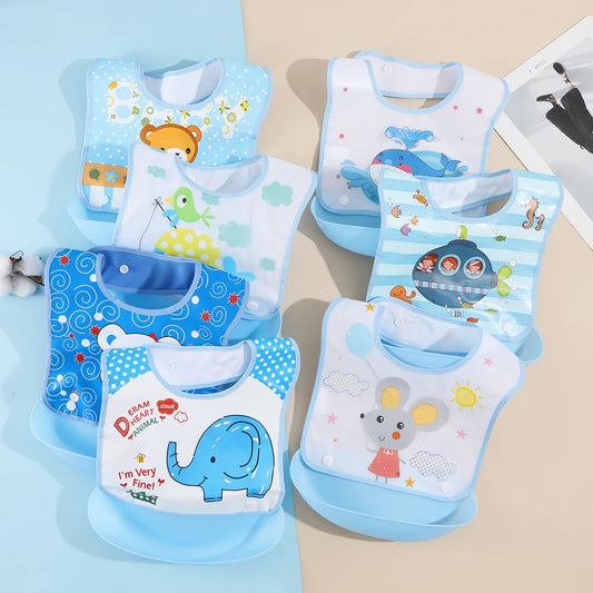 Baby food bib Baby waterproof bib three-dimensional detachable food food pocket Child child saliva pocket