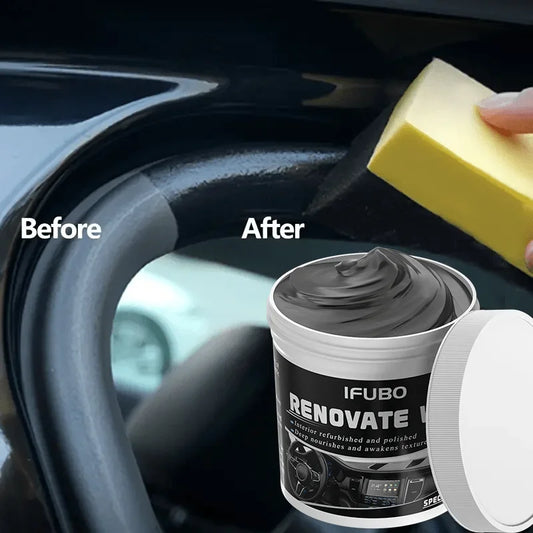 Multi-purpose automotive interior renovation wax plastic parts repair agent, tire protection agent, whitening agent, sponge