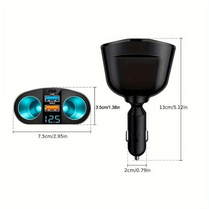 Multiple Devices Can Be Charged at the Same Time with Digital Display Car Charg Dual-port Car Charger Adapter