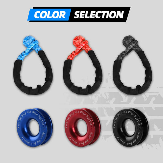 Shatter Resistant Synthetic Soft Shackle Rope Heavy Duty Offroad 4X4 Tow Shackle Strap with Protective Sleeve Recovery Ring