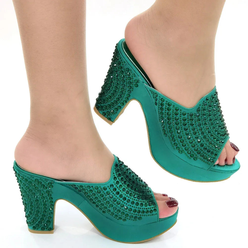 Purple Color Wedding Shoes Woman Open Toe Ladies Sandals Shoes Party Wedding Shoes Decorated with Rhinestone New Arrival Shoes