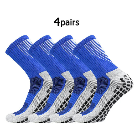 4 pairs New Football Socks Men and Women Sports Socks Non-slip Silicone Bottom Soccer Basketball Grip Socks
