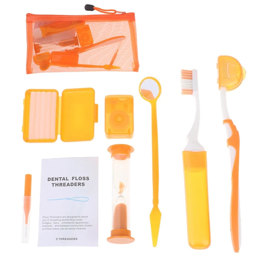 8pcs/set Oral Cleaning Care Dental Teeth Orthodontic Kits Whitening Tool Portable Outdoor Suit Interdental BrushOral Care