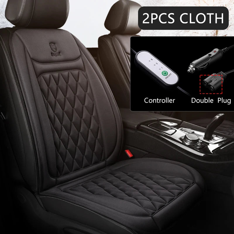 Car Heated Seat Cover 12/24V 30‘ Fast Heating Seat Cushion Universal Car Seat Heater Durable Cloth Thicken Car Heating Pad Seat