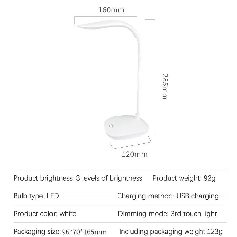 LED Desktop Desk Lamp USB Rechargeable Lighting Eye Protection Room Night Light Bedroom Bedside Student Reading Lamp
