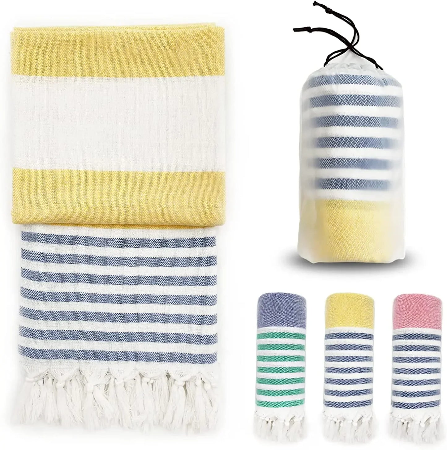 Turkish Beach Towels 39*7" Oversized Quick Dry Sand Free Bath Pool Gym and Bathroom