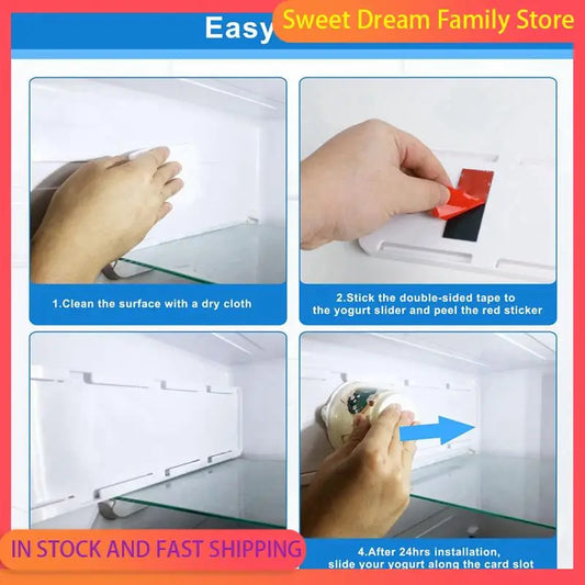 SDFC-4X Yogurt Organizer For Fridge, Yogurt Holder For Refrigerator Organizer Slider Yogurt Organizer Sliding Yogurt Holder