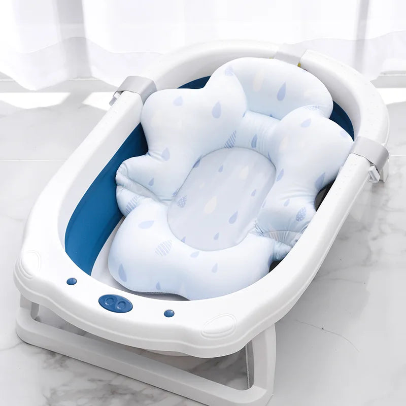 Universal Baby Bath Seat Pad Newborn Floating Recliner for Tub 2-in-1 Sit Lie Support Mat for Baby Breathable Mesh Wash Cradle