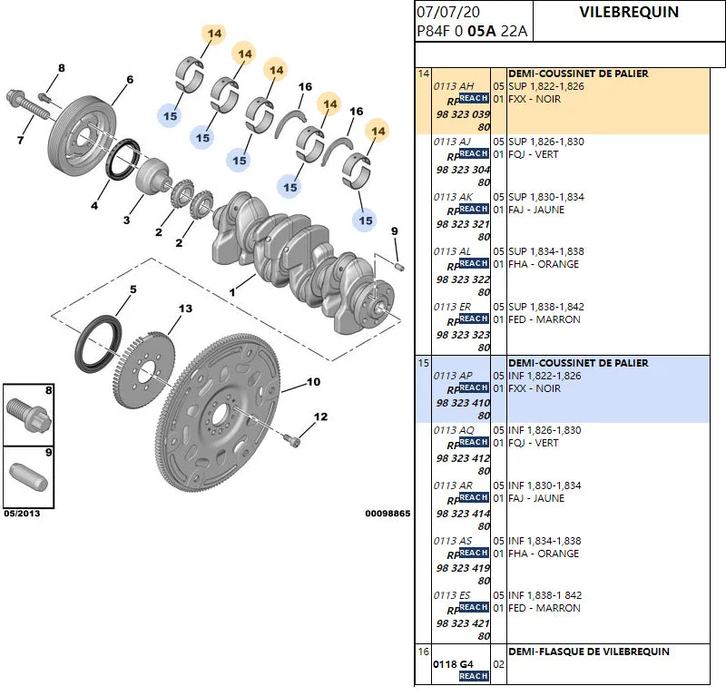 Car Drive Shaft Bearings Engine Crankshaft Parts EP6FDT Motor 1.6 New Accessory Use for Peugeot Accessories 3008 308 Citroen C4