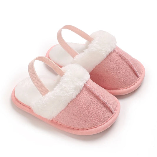 Cute Slippers for Babies Aged 0-18 Months, Suitable for Autumn And, Featuring Plush Lining for Warmth, Soft Soles for Comfort, A