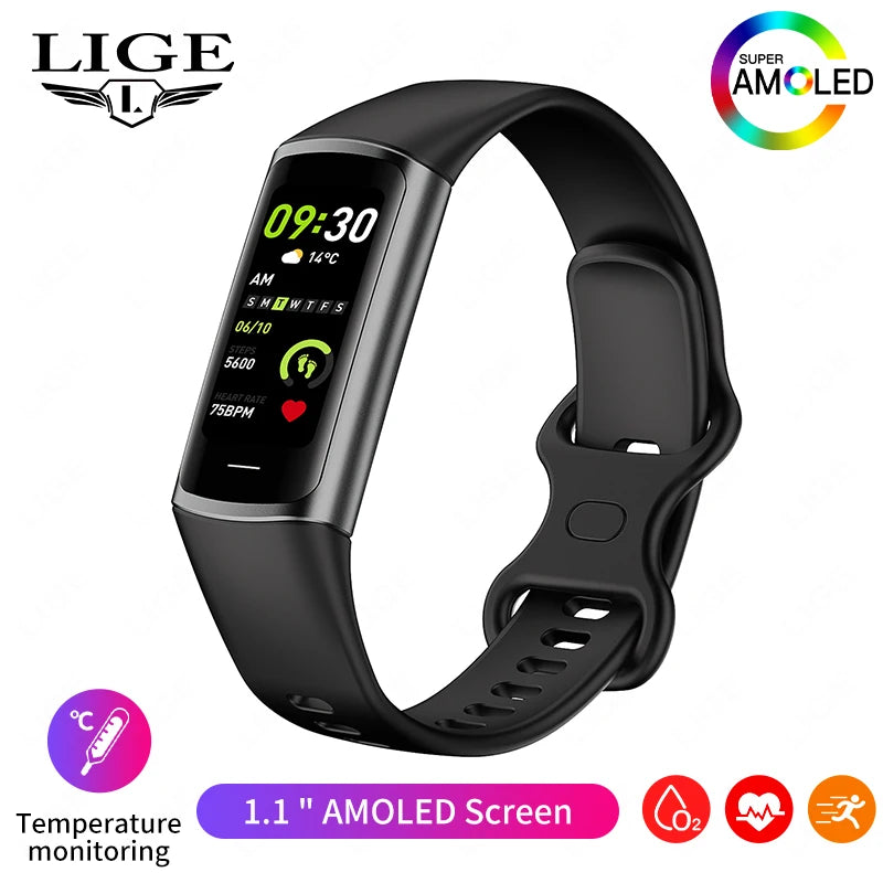 LIGE Sport Smart Bracelet Fitness Tracker For Man Women Band Waterproof Connected Phone Tracker Men Smart Watch For Android ios