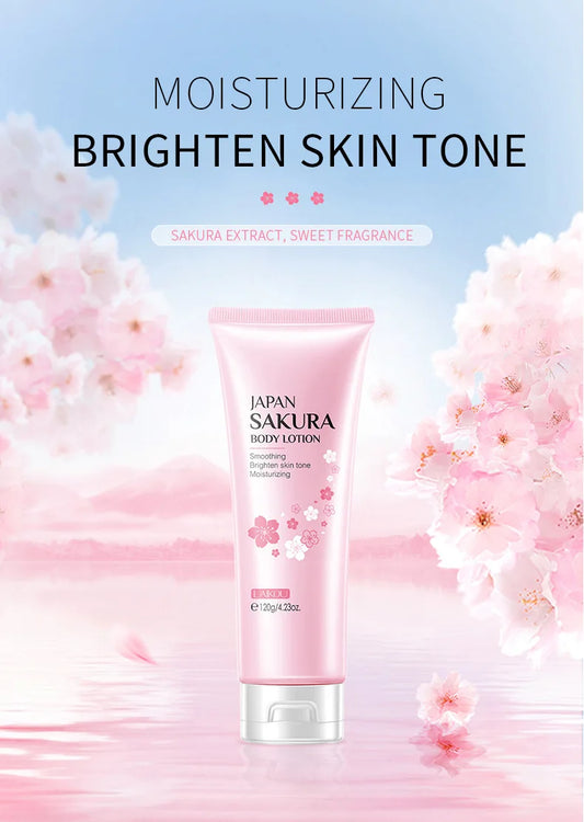 LAIKOU Cherry Blossoms Body Lotion Refreshing skincare Exfoliating Moisturizing Nourishing Brightening Body Creams 120g