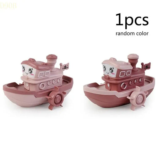 090B Bathtub Toy for Babies Lovely Cartoon Clockwork Float Cartoon Ship Boat Little Cruise Ship Interesting Clockwork Toy