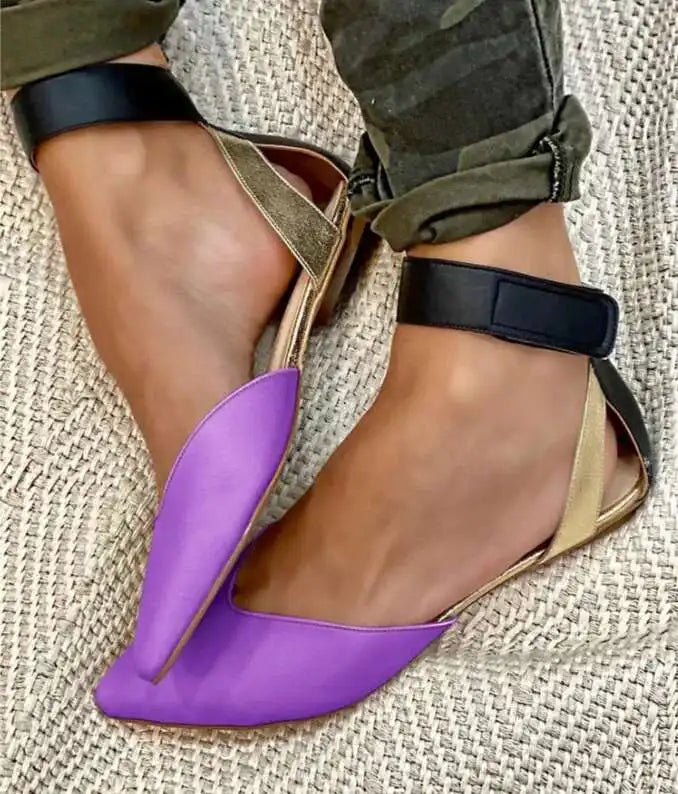 Pointed Toe Women Sandal Casual Flat Heel Shoes Fashion Hook Loop Ankle Buckle Women's Sandal Trend 2025 Shoes