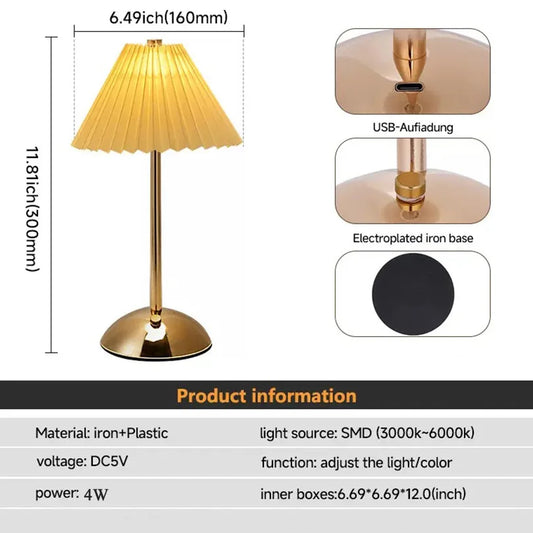 LED Table Lamp USB Rechargeable Table Lamp Creative Atmosphere Desk Lamp Vintage Bedroom Bedside Study Decorative Night Lights