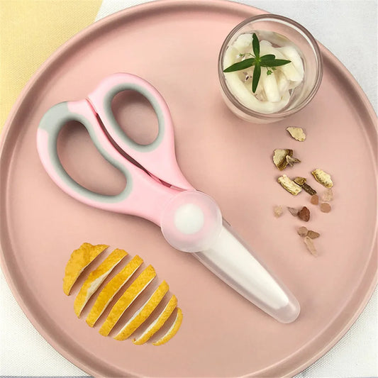 Ceramic Scissors Portable Baby Food Mills Infant Feeding Aid Scissors with Cutting Box Baby Supplies for Health Baby Tableware