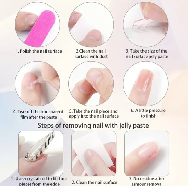 24Pcs Rainbow nail art multi-color fake nail French tip long almond press on nail