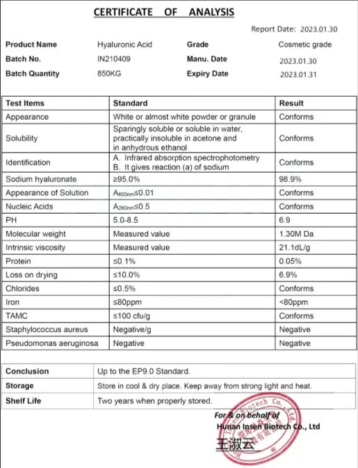 99% Hyaluronic Acid Serum Powder HA,High Molecular Weight Sodium Hyaluronate 1800k DA+, Moisturizing Whitening Skin,Anti-aging