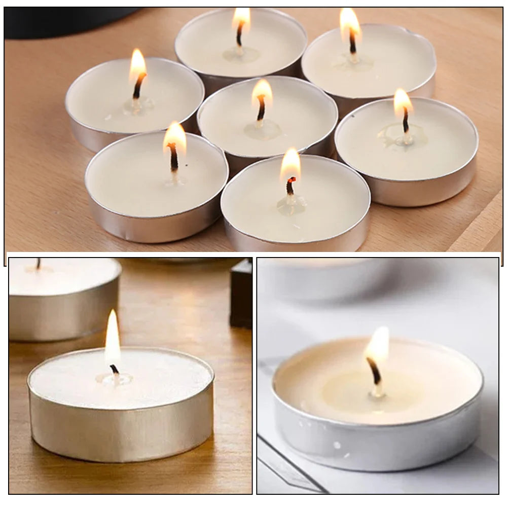 50 Pcs Small Tea Light Round Scented Candles Posing Travel Tealight Candless