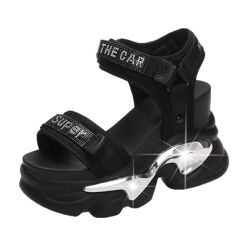 10CM Chunky Platform Sandals Women New Summer Bling High Heels Sandals Woman Beach Casual Slides Thick Sole Sandalias Mujer
