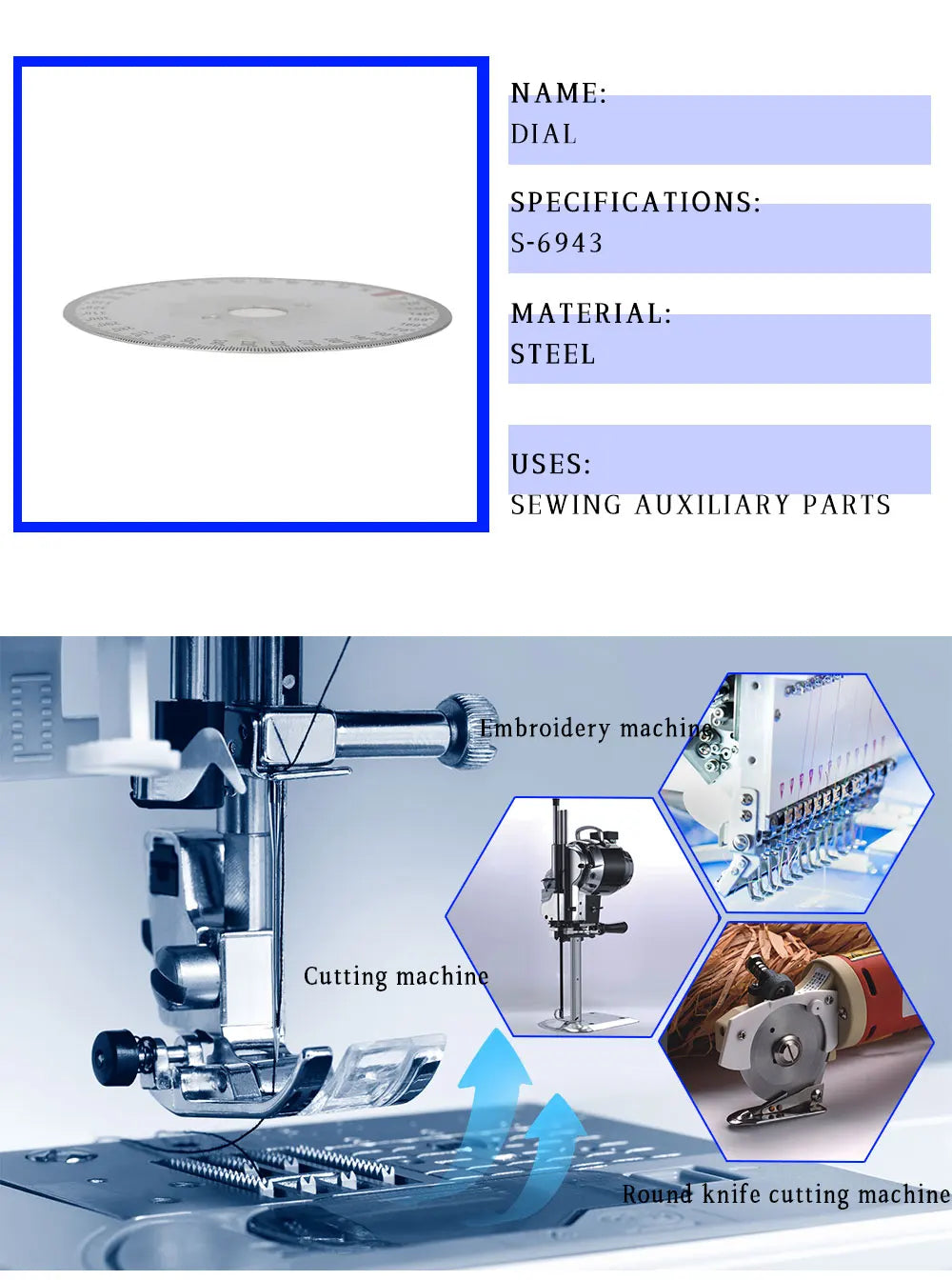 Dial DIAMETER107MM Computer Embroidery Machine Spare Parts