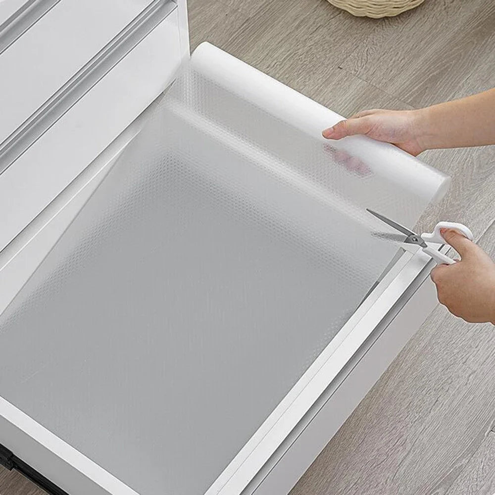 1 Roll, 30x100cm Waterproof Non-Slip Plastic Shelf Liner Roll, Multipurpose Cabinet Drawer Mat Liner for Kitchen, Fridge, Table