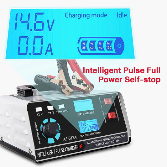 Metal Car Battery Charger 12V24V 400W Full Automatic Car Battery Charger Repair Battery Charger High Power Fast Charger