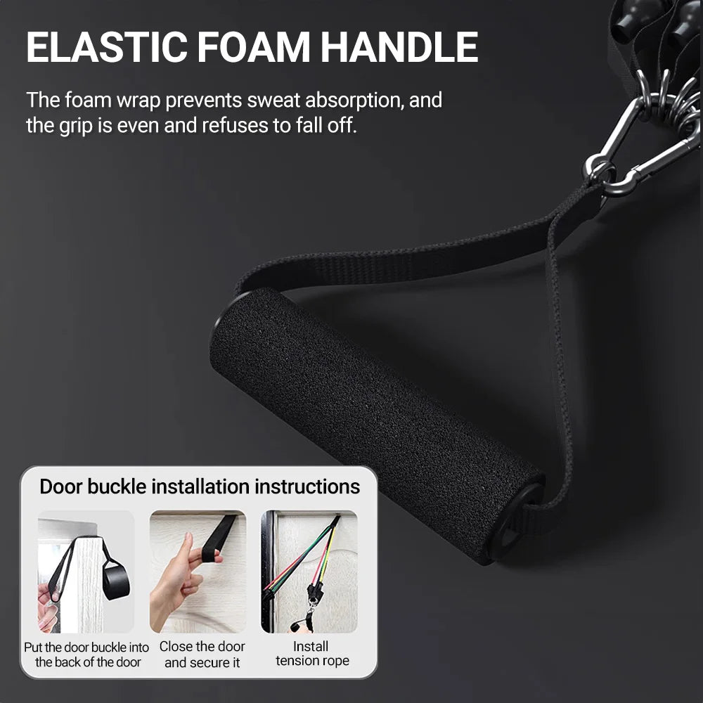 Multifunction Fitness Tension Rope Unisex Resistance Bands With Door Anchor Handles Carry Bag Legs Ankle Straps